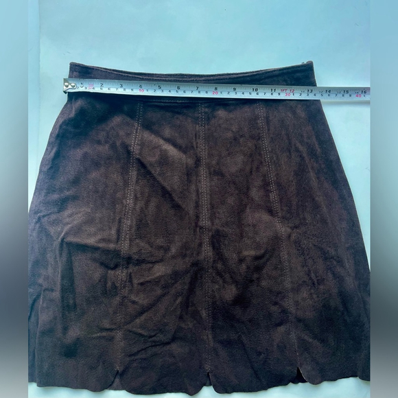 ZARA 100% Leather Suede Mini Skirt Brown - Picture 4 of 6